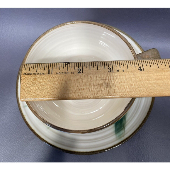 Showa Stone Ware Bamboo Pattern Tea Coffee Cups (2) W/ Saucers (2) Hand Crafted - Picture 13 of 14